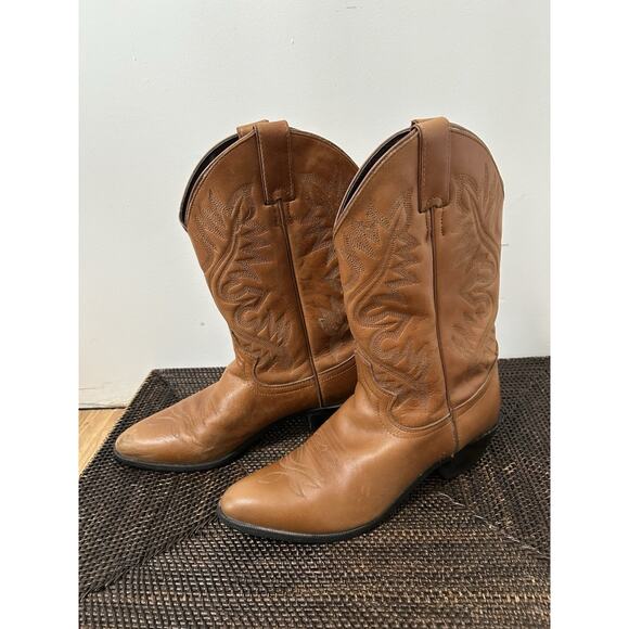 Justin Boots Brown Western Cowgirl Womens Size 7.5 B Leather Boho Basics - Picture 3 of 13